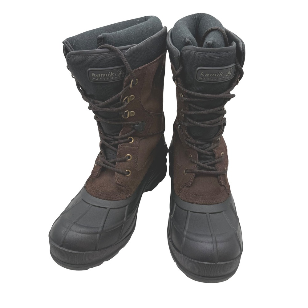 Kamik NationPlus Mens Dark Brown Suede 200g Thinsulate Winter Snow Boots Size 10